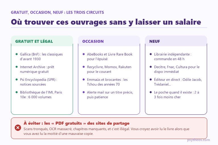 Les trois circuits pour se procurer des livres de parapsychologie : ressources gratuites légales, occasion et neuf